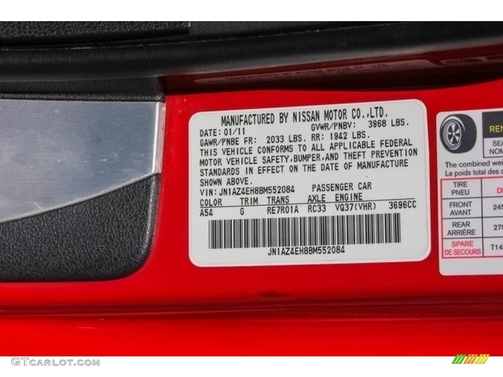 2011 370Z Touring Coupe - Solid Red / Gray photo #39