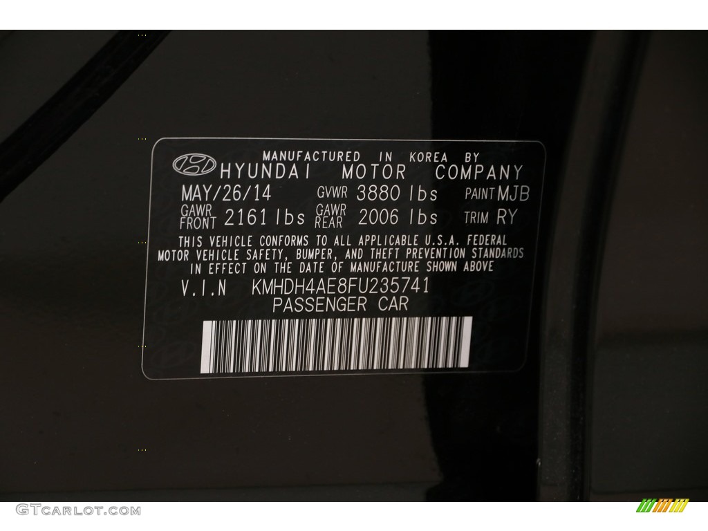 2015 Elantra SE Sedan - Black Diamond / Black photo #18