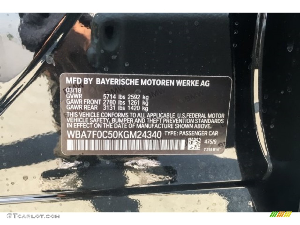 2019 7 Series Color Code 475 for Black Sapphire Metallic Photo #126813344