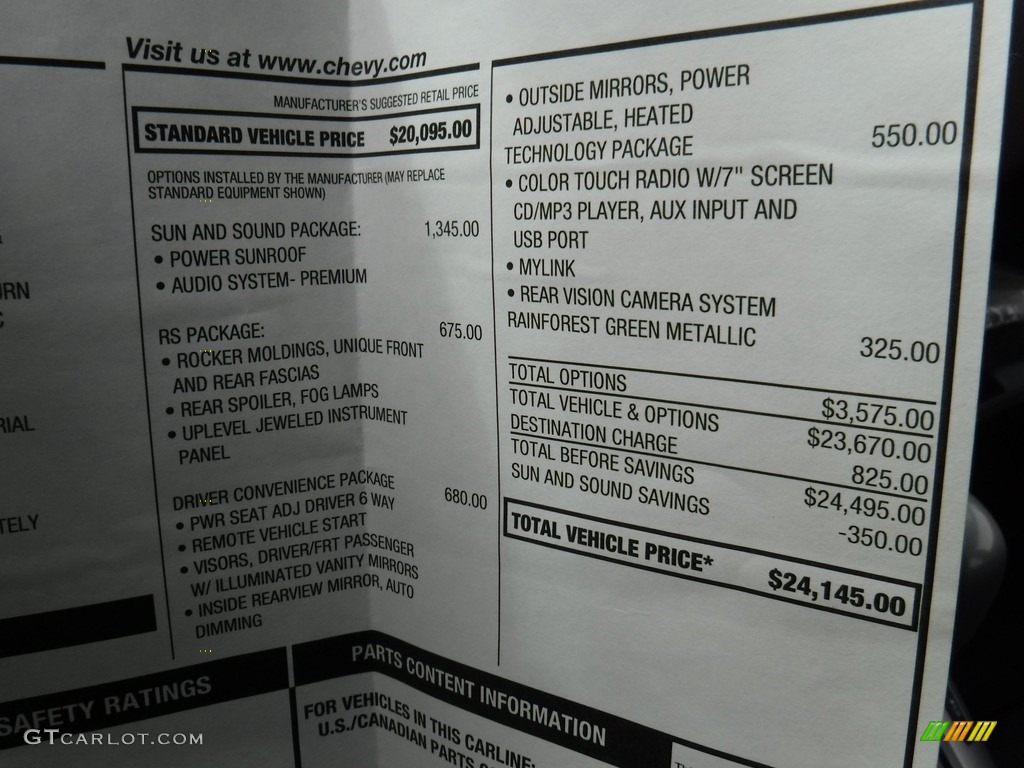 2015 Cruze LT - Rainforest Green Metallic / Brownstone photo #36