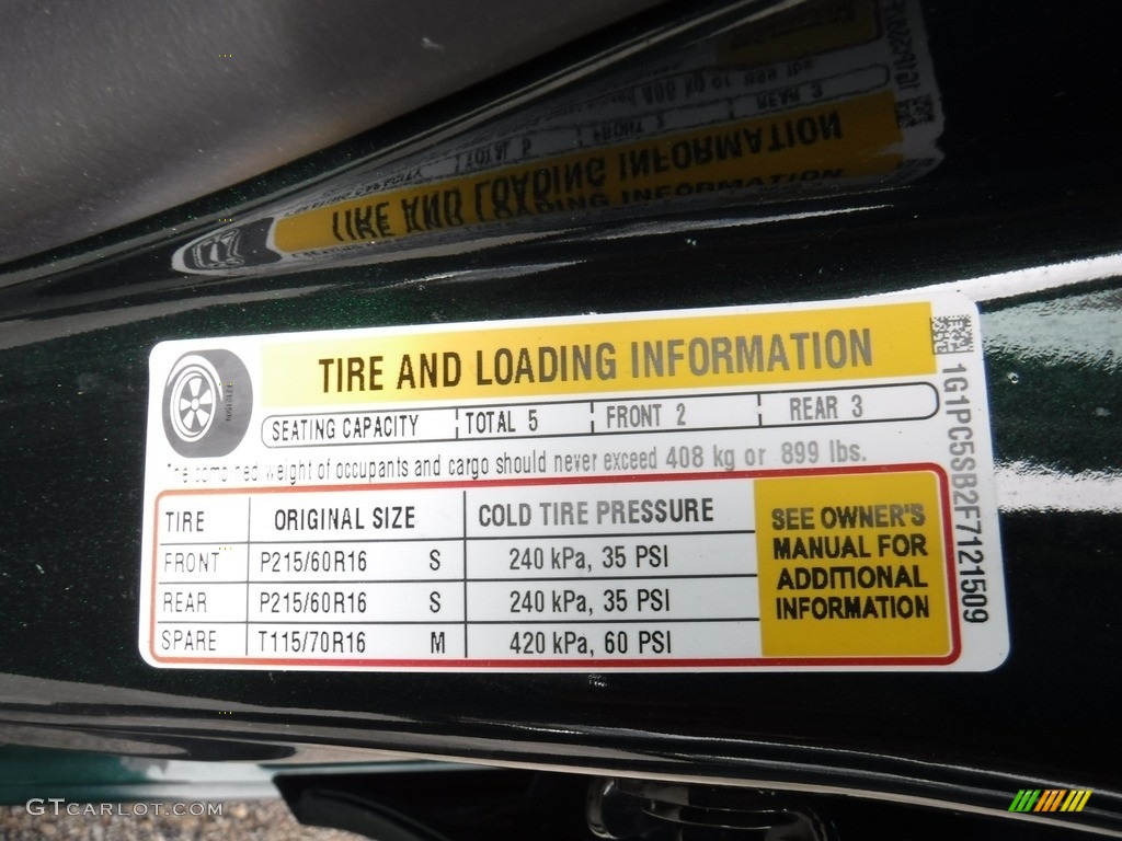 2015 Cruze LT - Rainforest Green Metallic / Brownstone photo #37