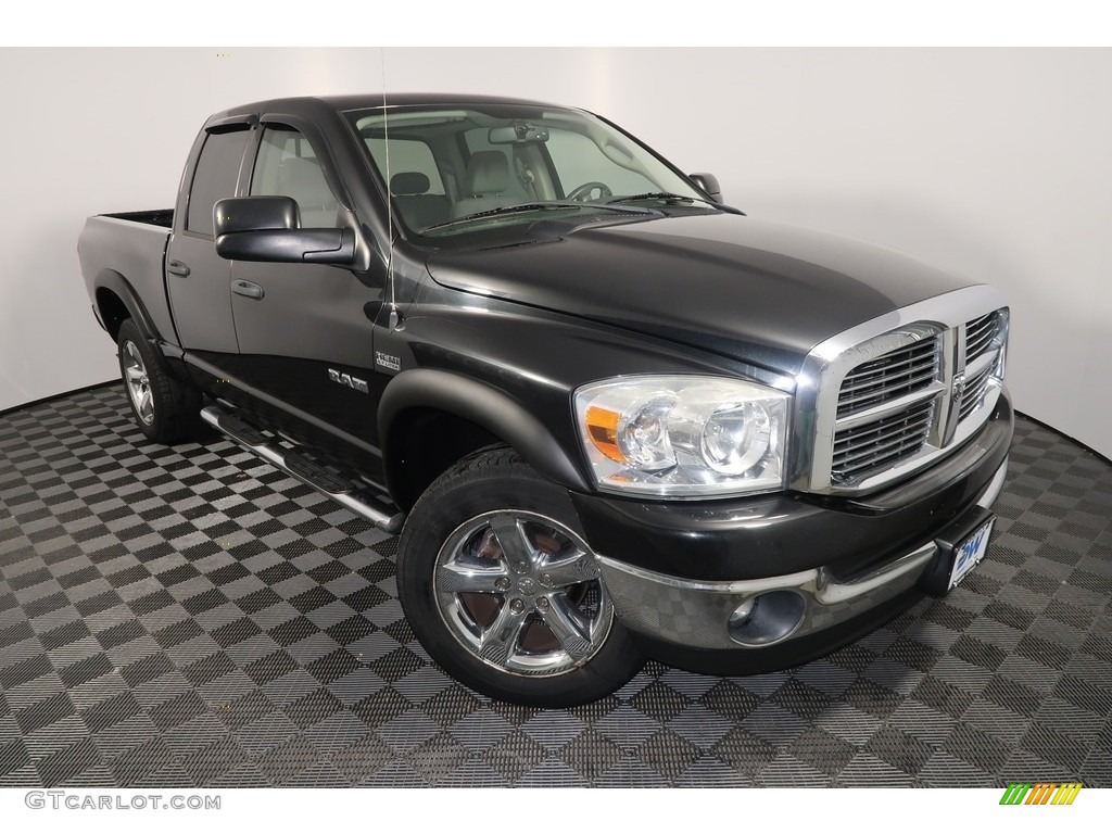 2008 Ram 1500 SLT Quad Cab 4x4 - Brilliant Black Crystal Pearl / Medium Slate Gray photo #3