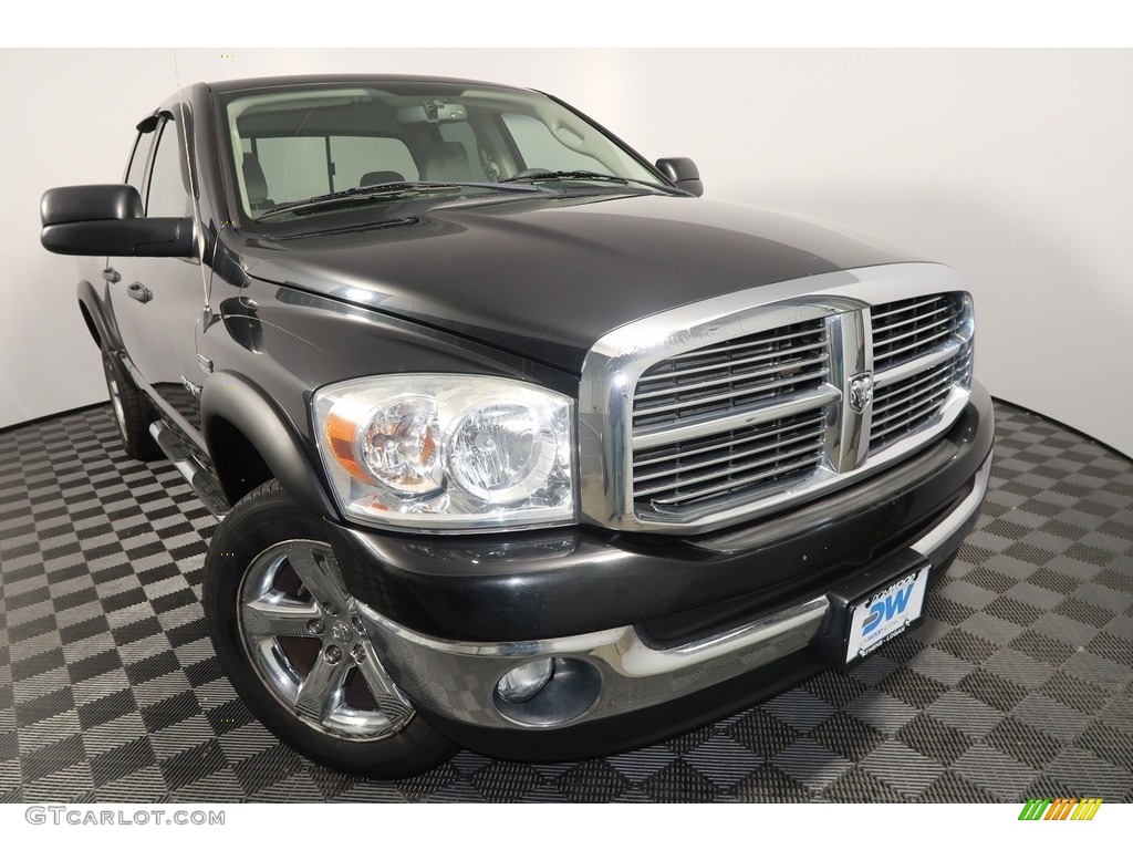 2008 Ram 1500 SLT Quad Cab 4x4 - Brilliant Black Crystal Pearl / Medium Slate Gray photo #4