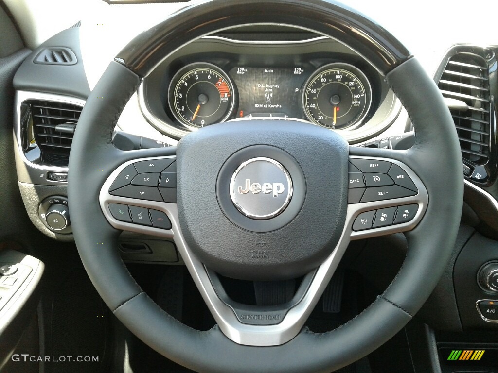2019 Jeep Cherokee Overland Black/Tan Steering Wheel Photo #126824321