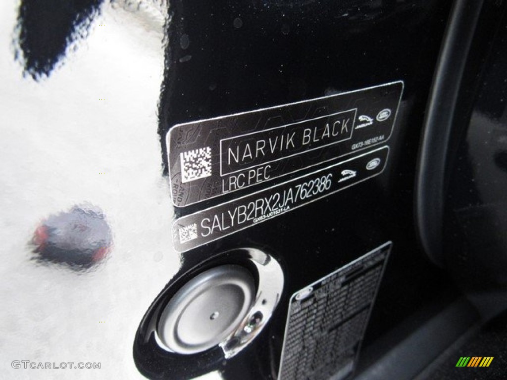 2018 Range Rover Velar Color Code PEC for Narvik Black Photo #126826946