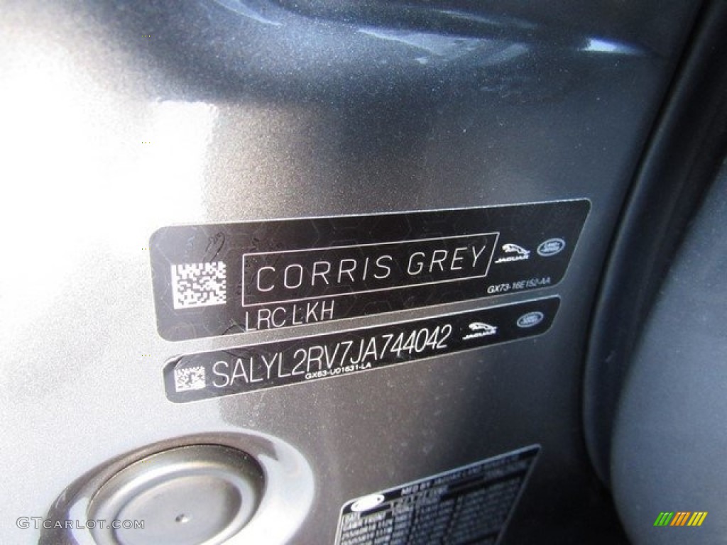 2018 Range Rover Velar Color Code LKH for Corris Grey Metallic Photo #126828956