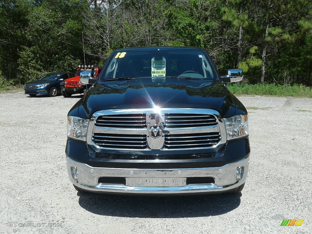 2018 1500 Big Horn Crew Cab - Brilliant Black Crystal Pearl / Black/Diesel Gray photo #8