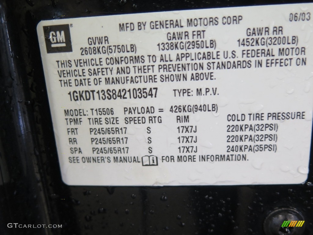 2004 Envoy SLT 4x4 - Onyx Black / Dark Pewter photo #45