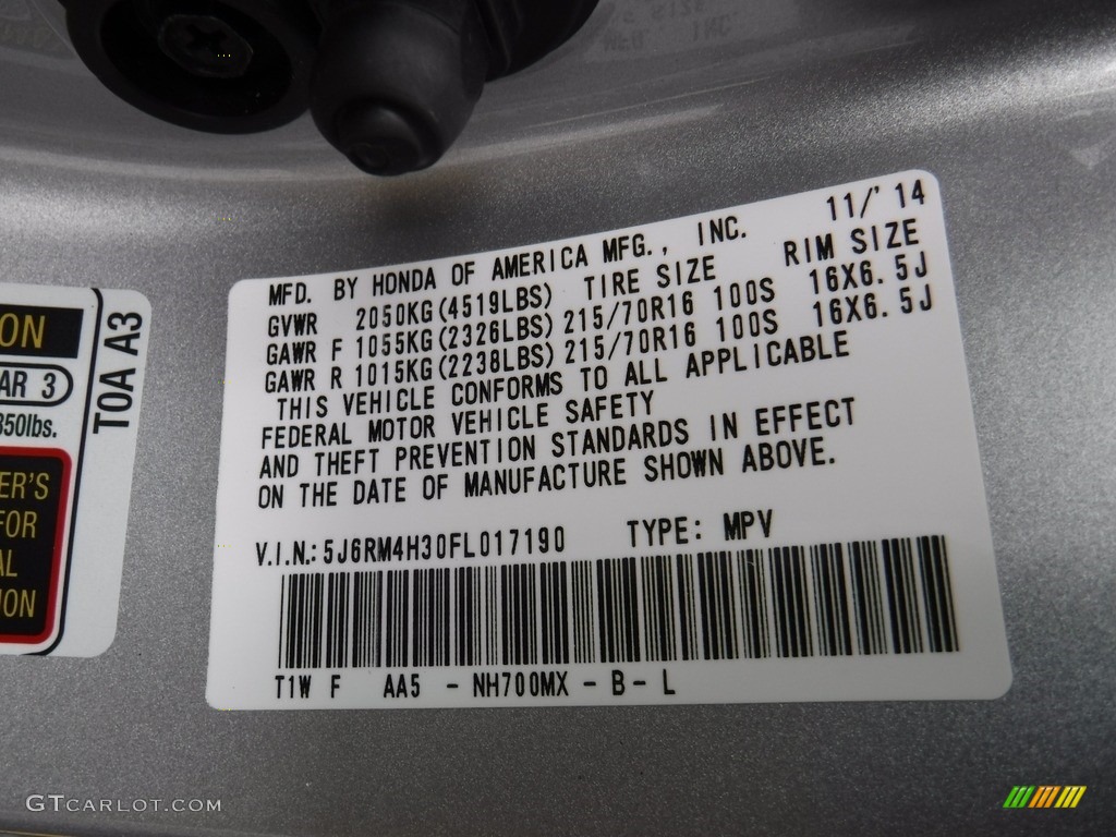 2015 CR-V LX AWD - Alabaster Silver Metallic / Gray photo #24