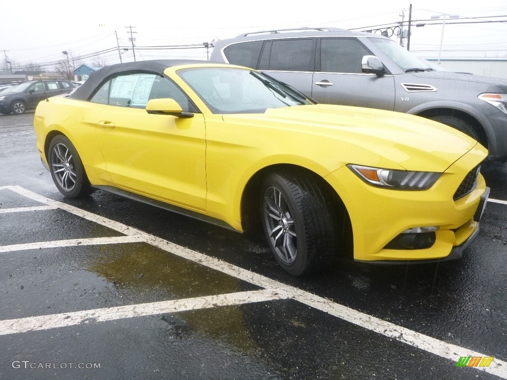 2017 Mustang EcoBoost Premium Convertible - Triple Yellow / Ebony photo #1
