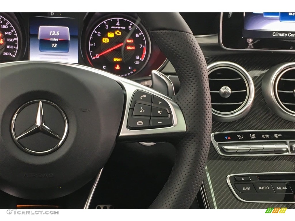 2018 Mercedes-Benz C 63 AMG Sedan Black Steering Wheel Photo #126838946