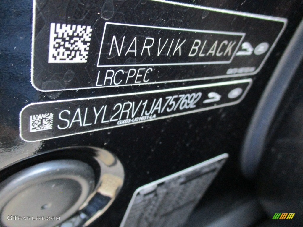 2018 Range Rover Velar Color Code PEC for Narvik Black Photo #126840143