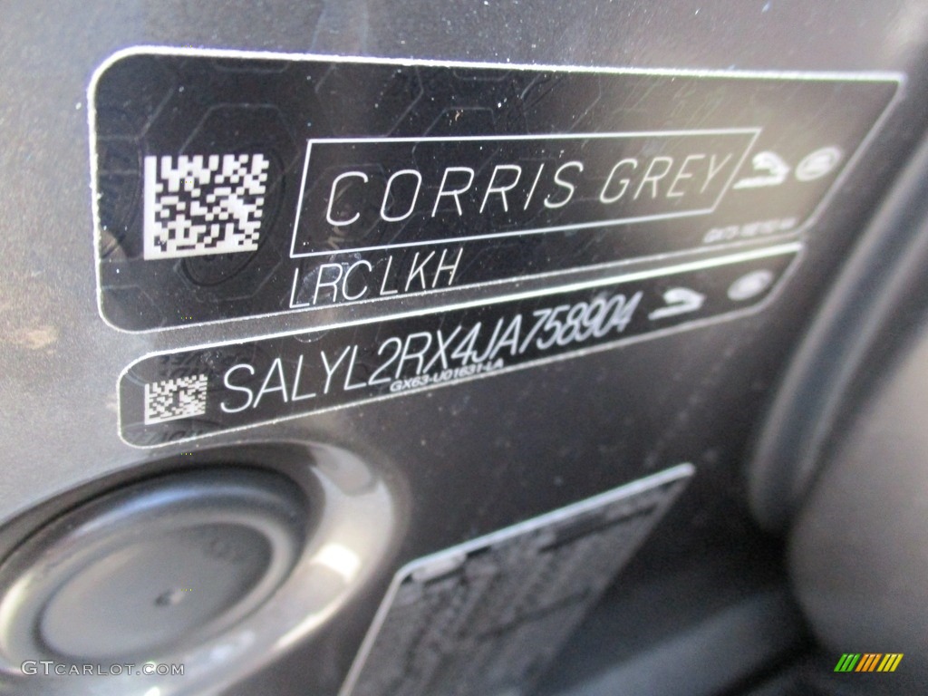 2018 Range Rover Velar Color Code LKH for Corris Grey Metallic Photo #126841697