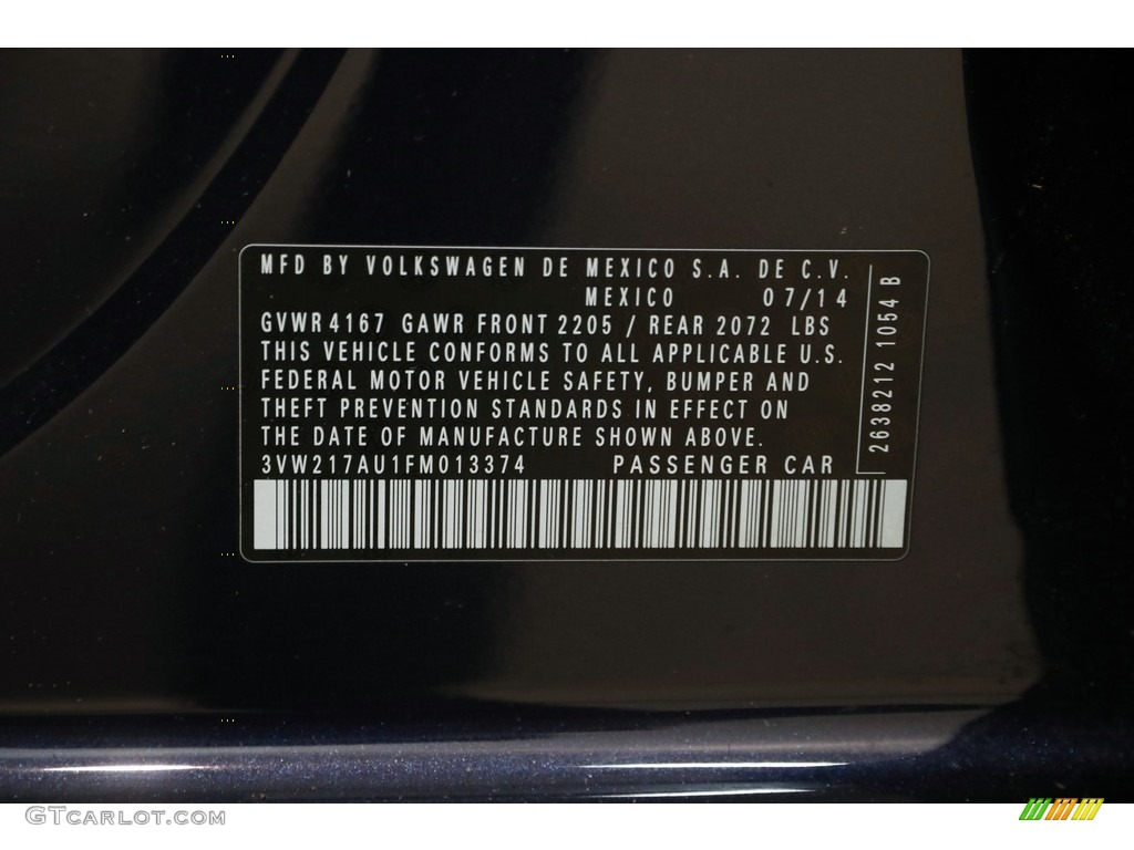2015 Golf 4 Door 1.8T S - Night Blue Metallic / Beige photo #19