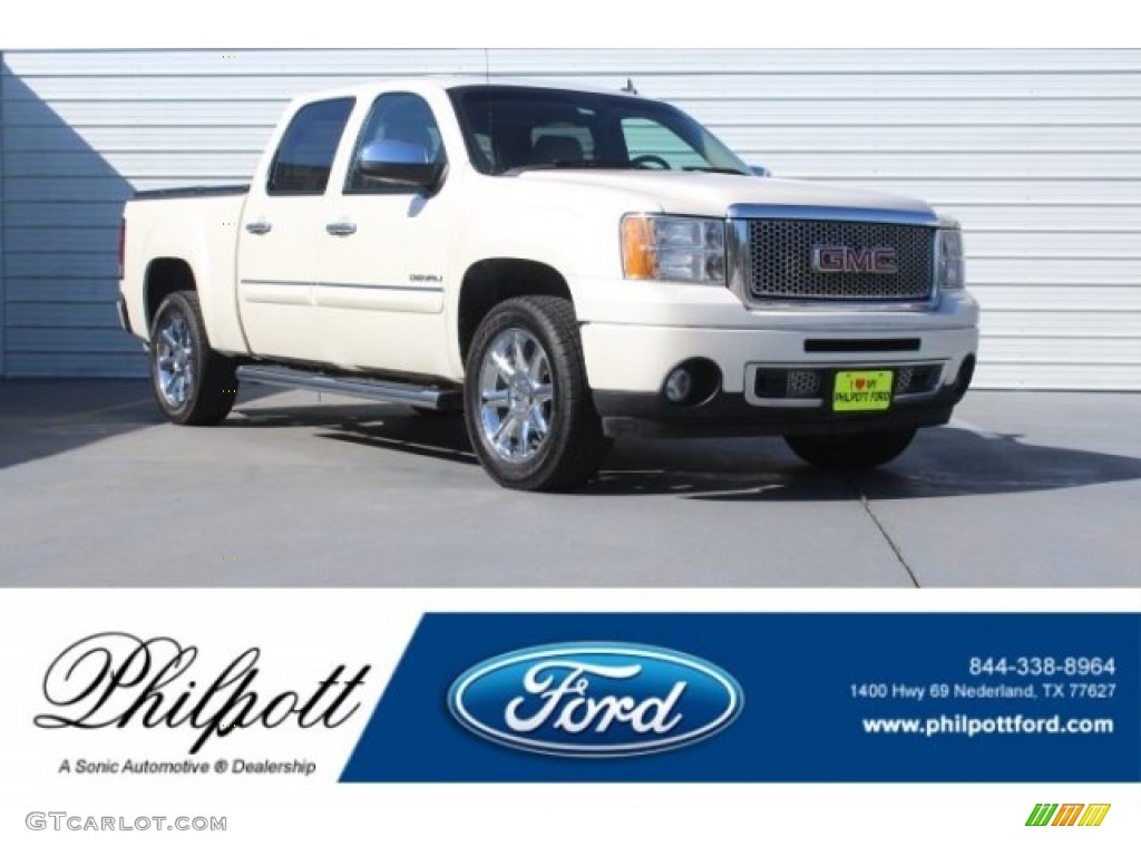 2013 Sierra 1500 Denali Crew Cab - White Diamond Tricoat / Cocoa/Light Cashmere photo #1