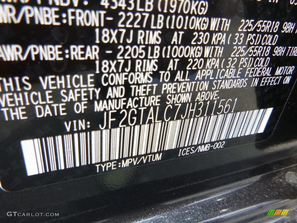 2018 Crosstrek 2.0i Limited - Dark Gray Metallic / Black photo #16