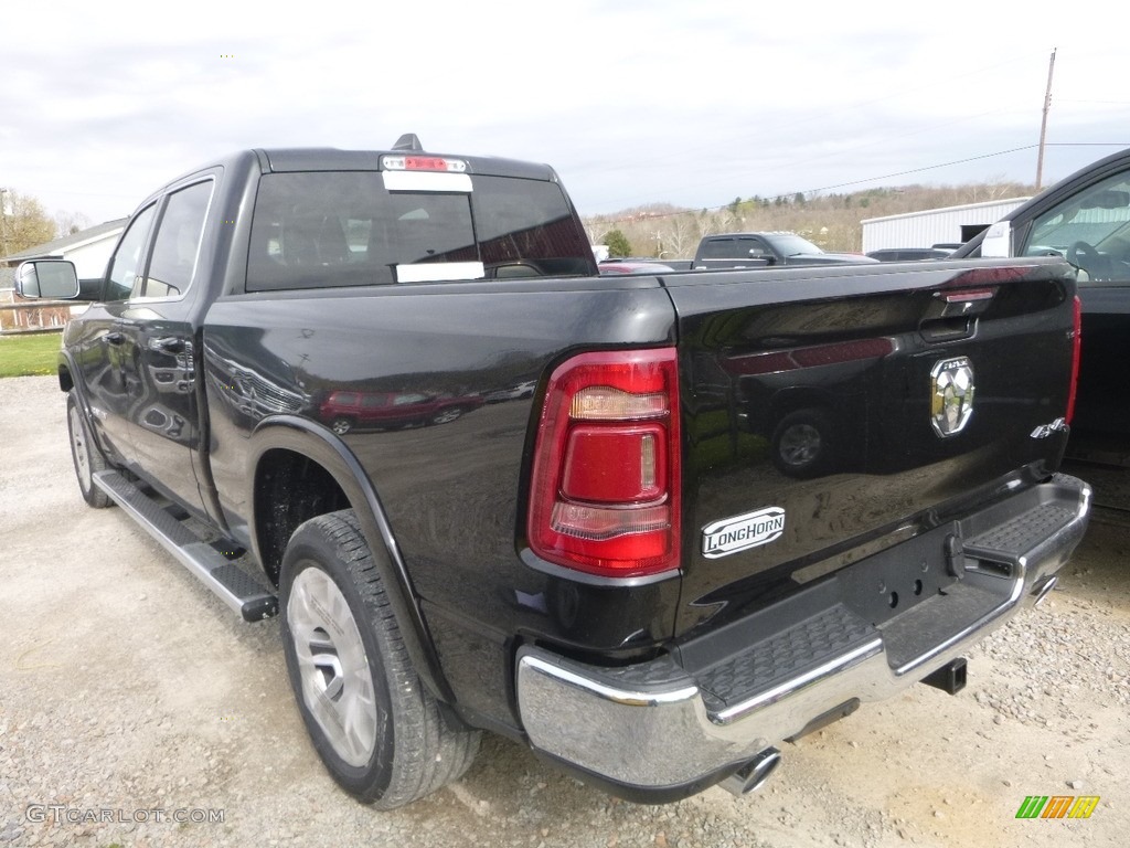 2019 1500 Long Horn Crew Cab 4x4 - Diamond Black Crystal Pearl / Black/New Saddle photo #3