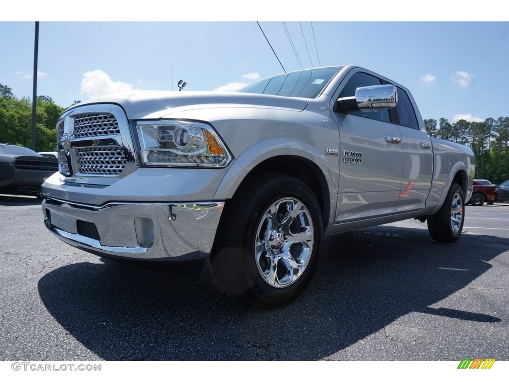 2018 1500 Laramie Quad Cab 4x4 - Bright Silver Metallic / Black photo #3