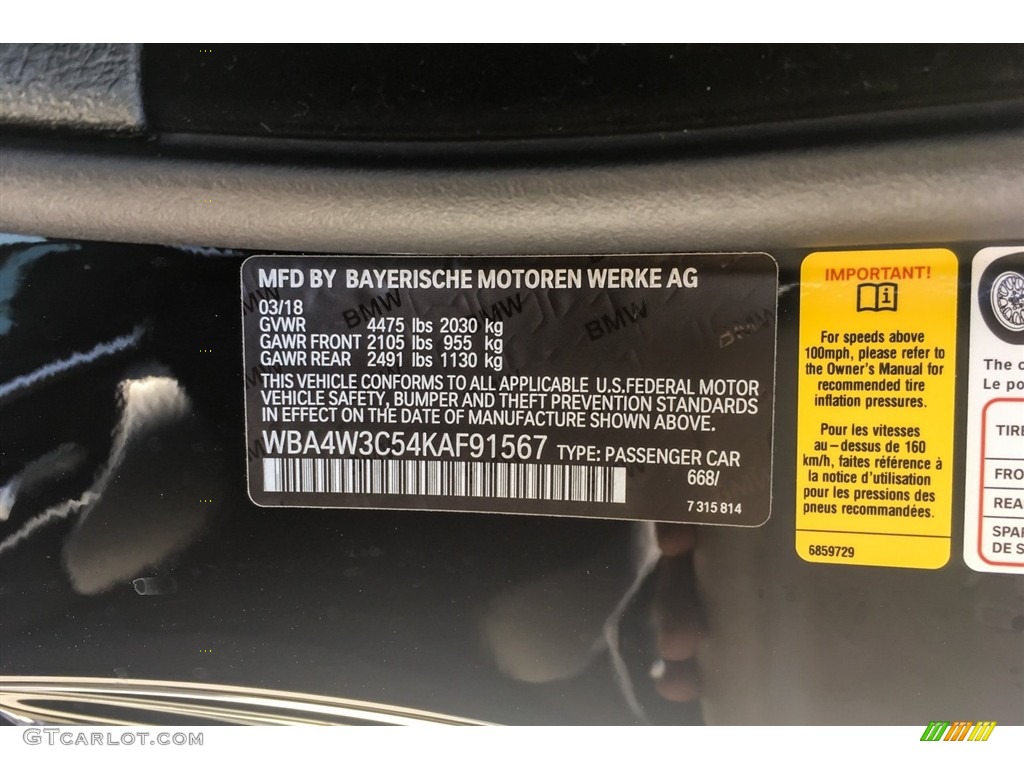 2019 4 Series Color Code 668 for Jet Black Photo #126877045