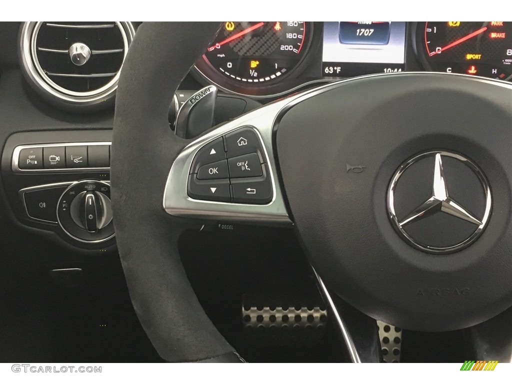 2018 Mercedes-Benz C 63 S AMG Coupe Platinum White Pearl/Black Steering Wheel Photo #126891249