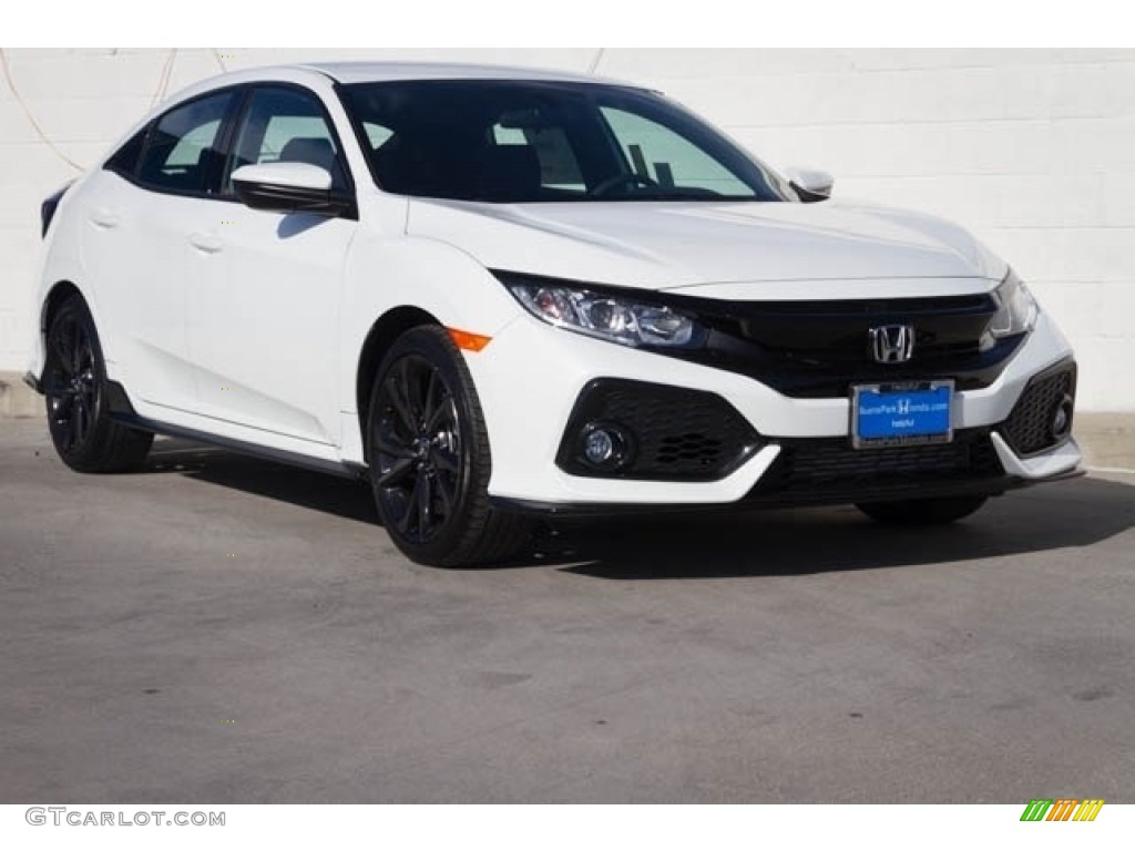 2018 Civic Sport Hatchback - White Orchid Pearl / Black photo #1