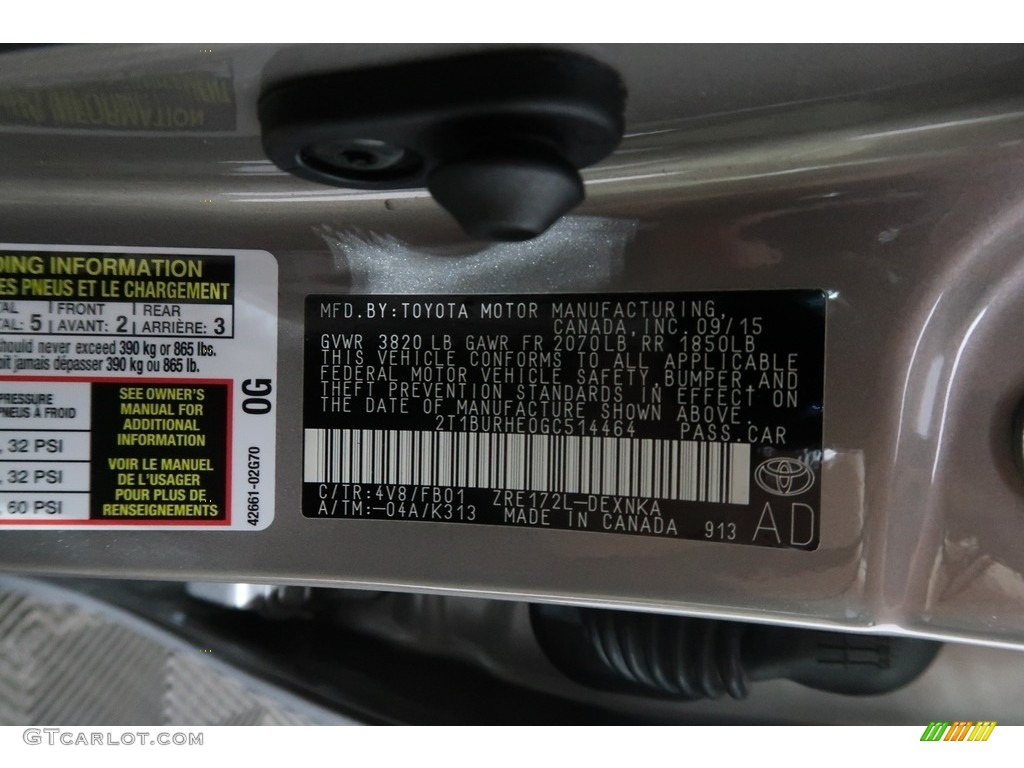 2016 Corolla LE - Brown Sugar Metallic / Ivory photo #37