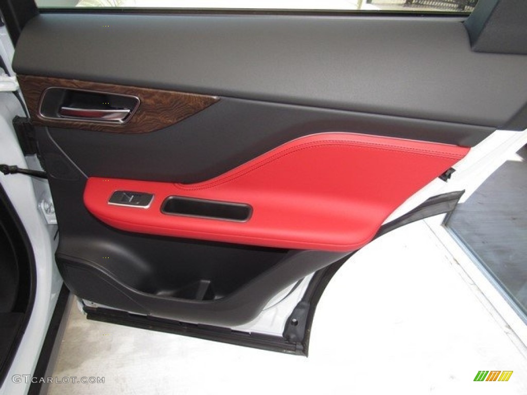2018 Jaguar F-PACE S AWD Ebony/Pimento Door Panel Photo #126913353