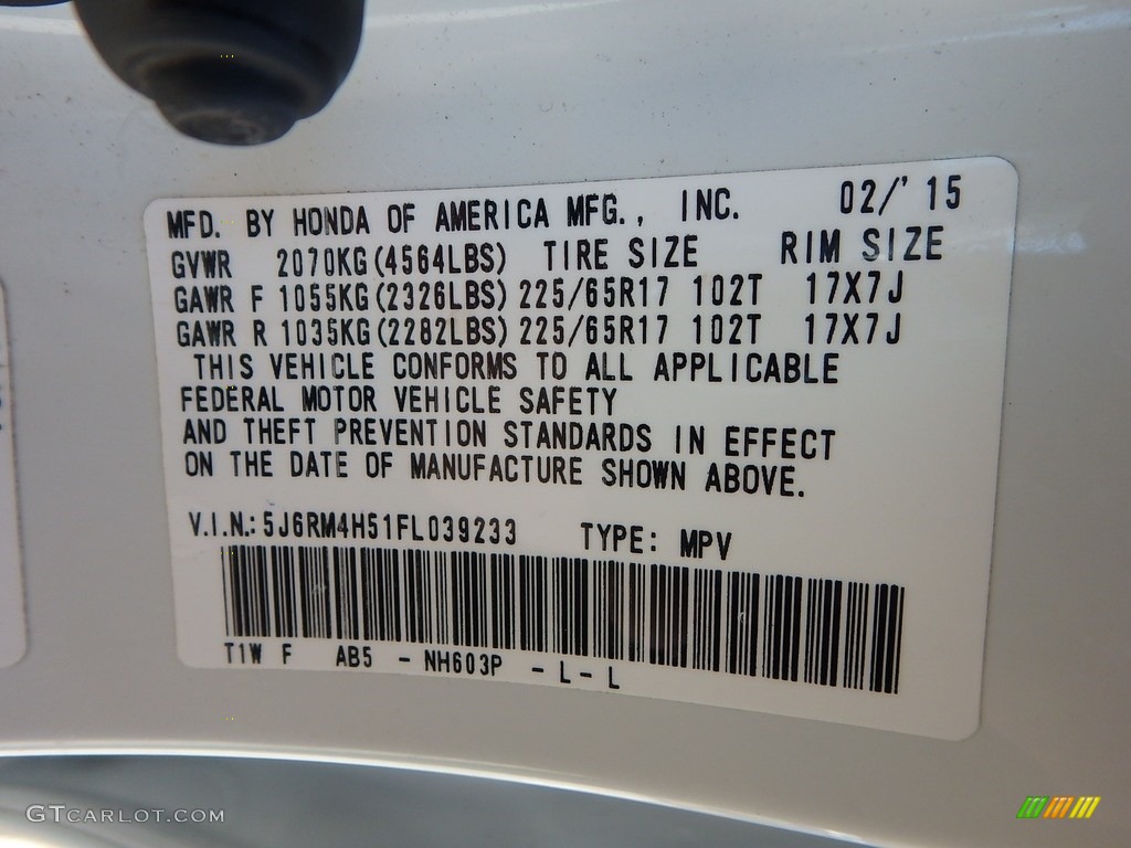 2015 CR-V EX - White Diamond Pearl / Beige photo #23