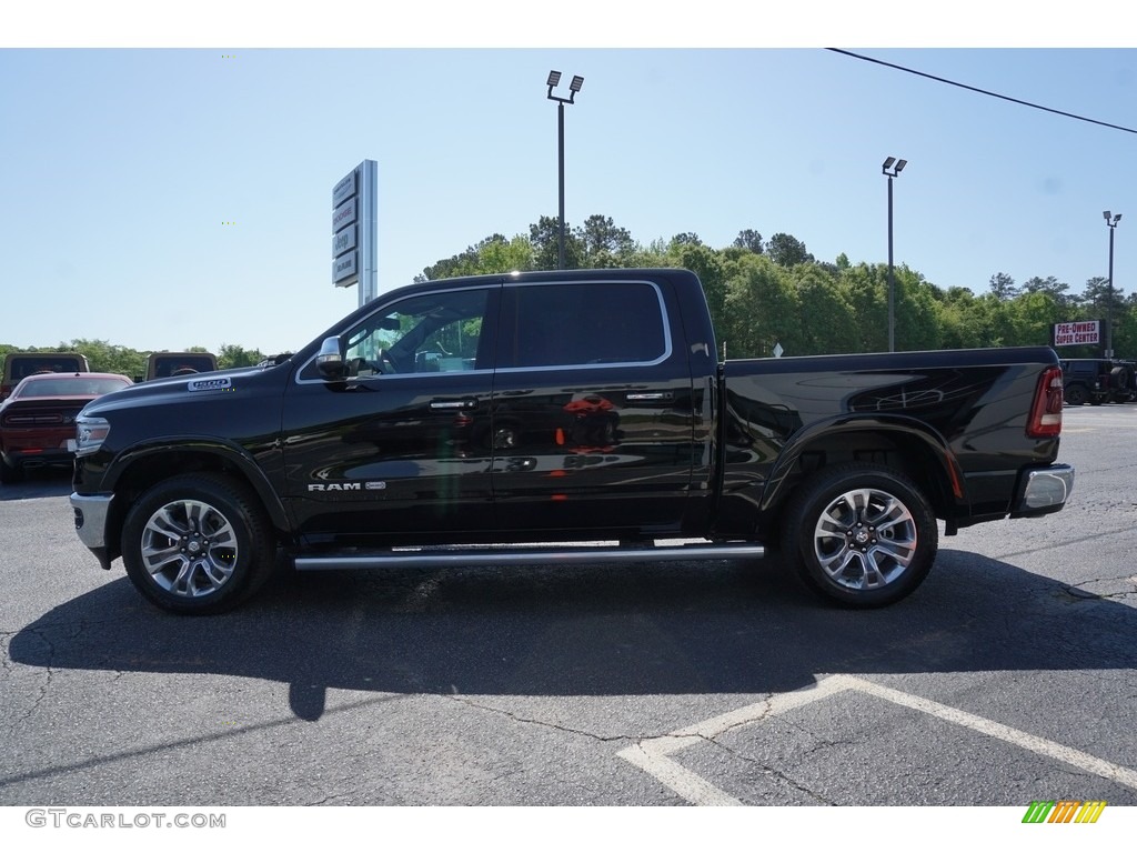 2019 1500 Long Horn Crew Cab 4x4 - Diamond Black Crystal Pearl / Black/New Saddle photo #4