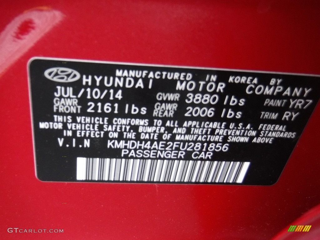 2015 Elantra SE Sedan - Geranium Red / Black photo #25