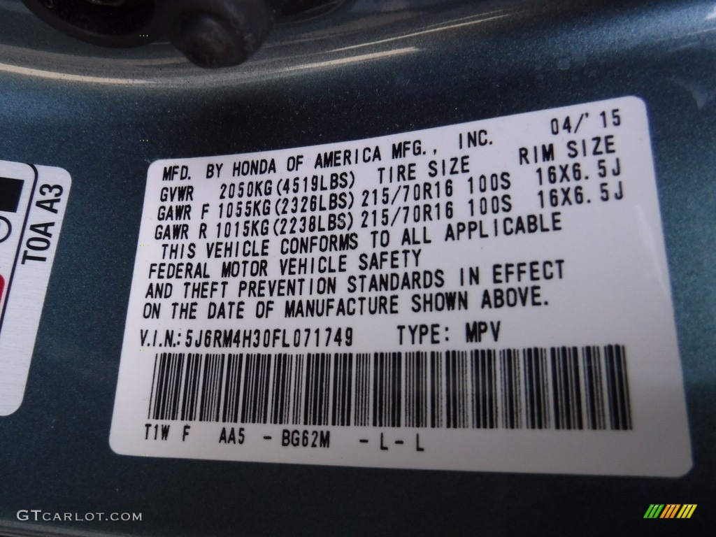 2015 CR-V LX AWD - Mountain Air Metallic / Beige photo #24