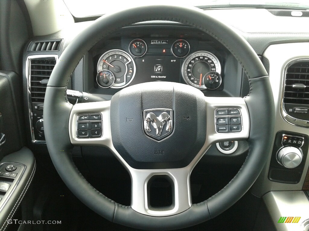 2018 Ram 1500 Laramie Crew Cab Black Steering Wheel Photo #126960335