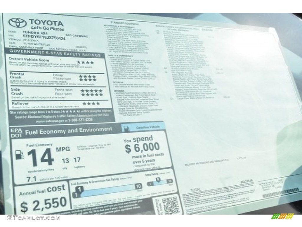 2018 Tundra SR5 CrewMax 4x4 - Super White / Black photo #36