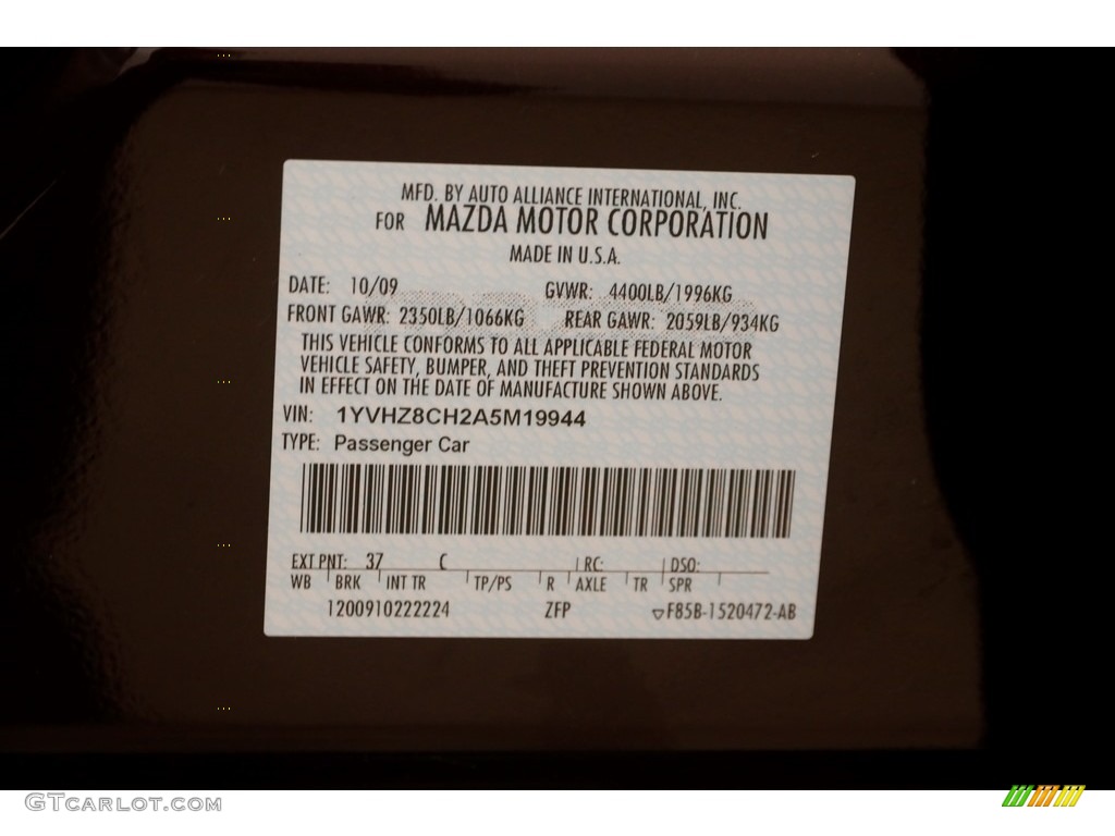 2010 MAZDA6 i Touring Sedan - Black Cherry Metallic / Black photo #18