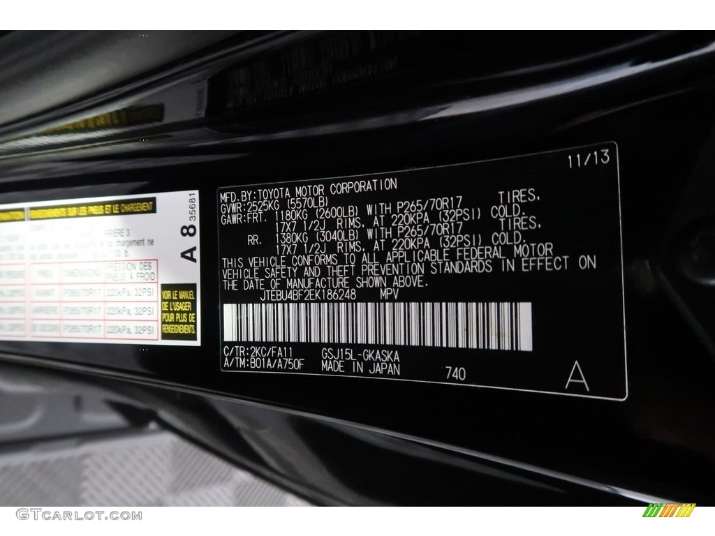 2014 FJ Cruiser 4WD - Black / Dark Charcoal photo #39