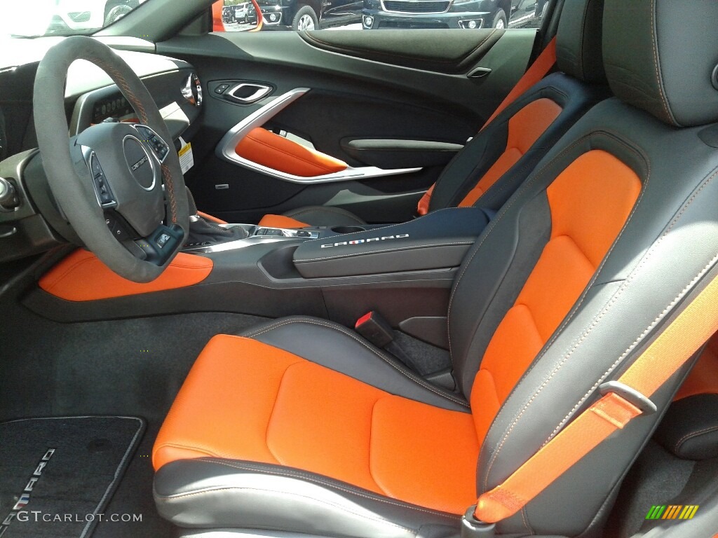 Jet Black/Orange Accents Interior 2018 Chevrolet Camaro LT Coupe Hot Wheels Package Photo #127000118