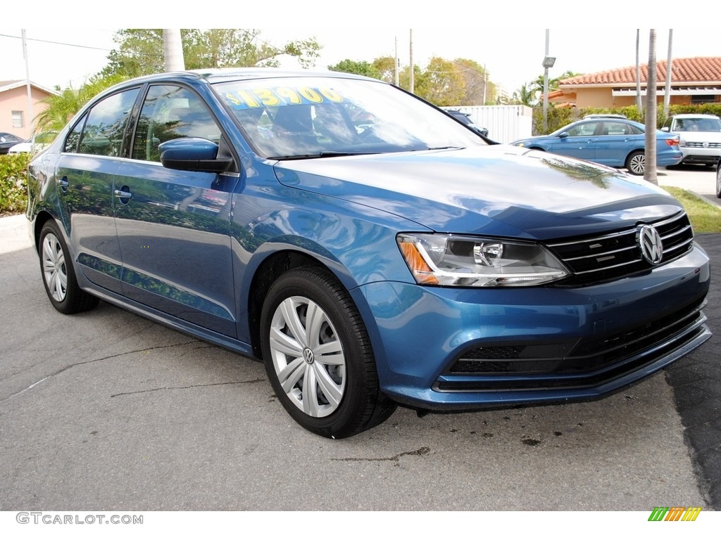 2017 Jetta S - Silk Blue Metallic / Black/Palladium Gray photo #2