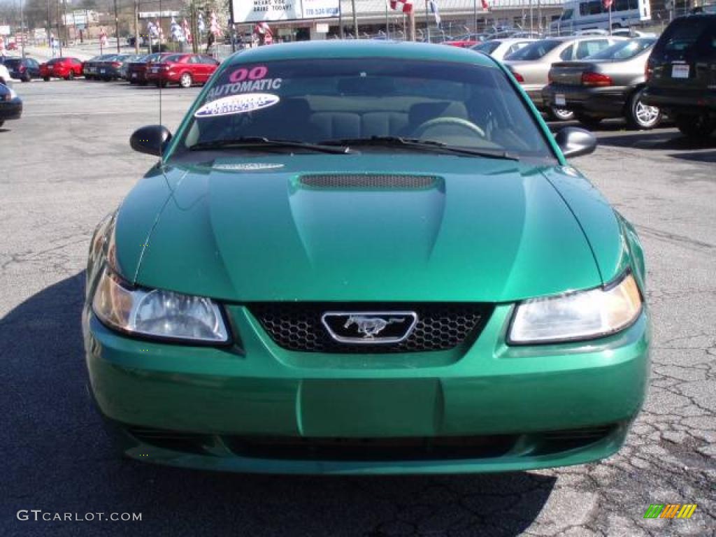 2000 Mustang V6 Coupe - Electric Green Metallic / Medium Parchment photo #2