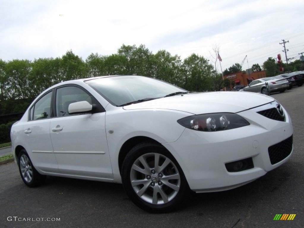 2007 MAZDA3 i Sport Sedan - Rally White / Beige photo #2
