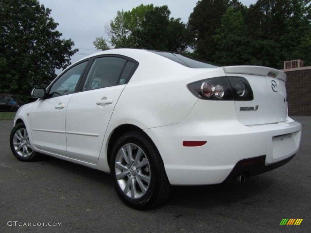 2007 MAZDA3 i Sport Sedan - Rally White / Beige photo #8
