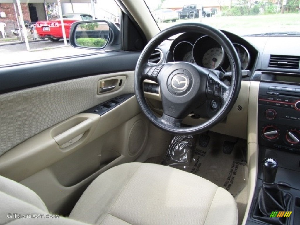 2007 MAZDA3 i Sport Sedan - Rally White / Beige photo #12