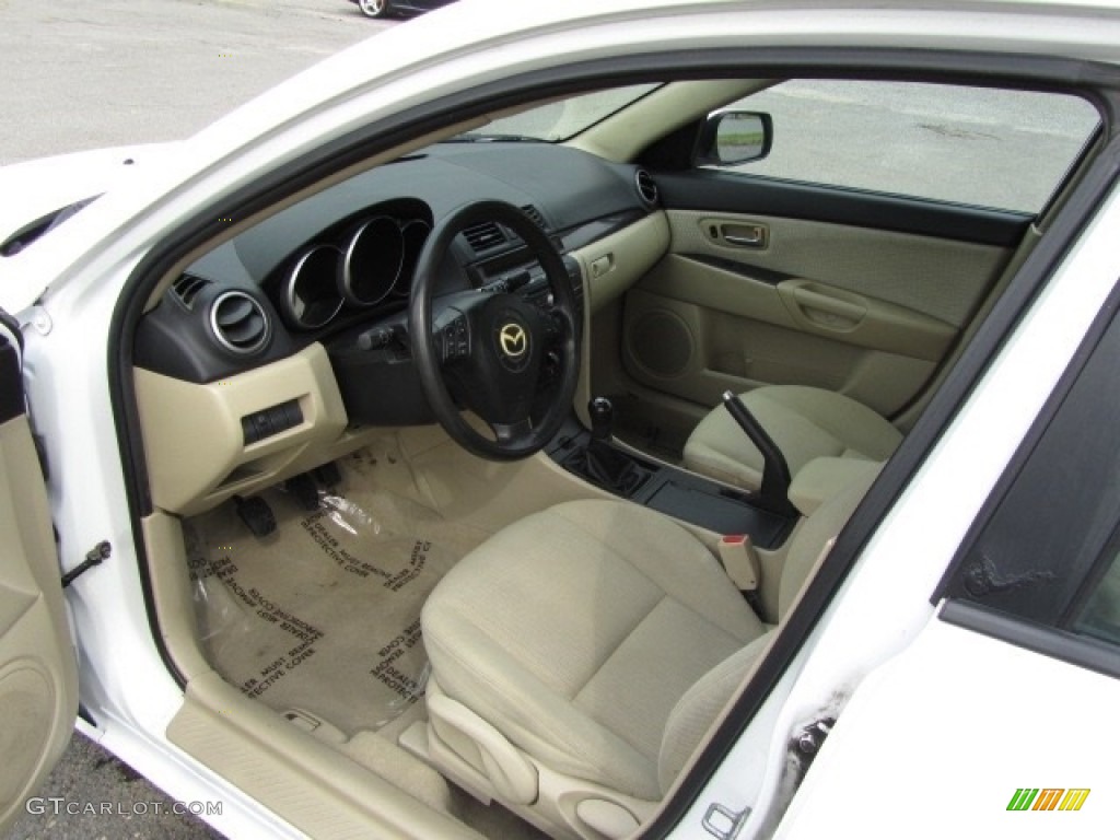 2007 MAZDA3 i Sport Sedan - Rally White / Beige photo #16