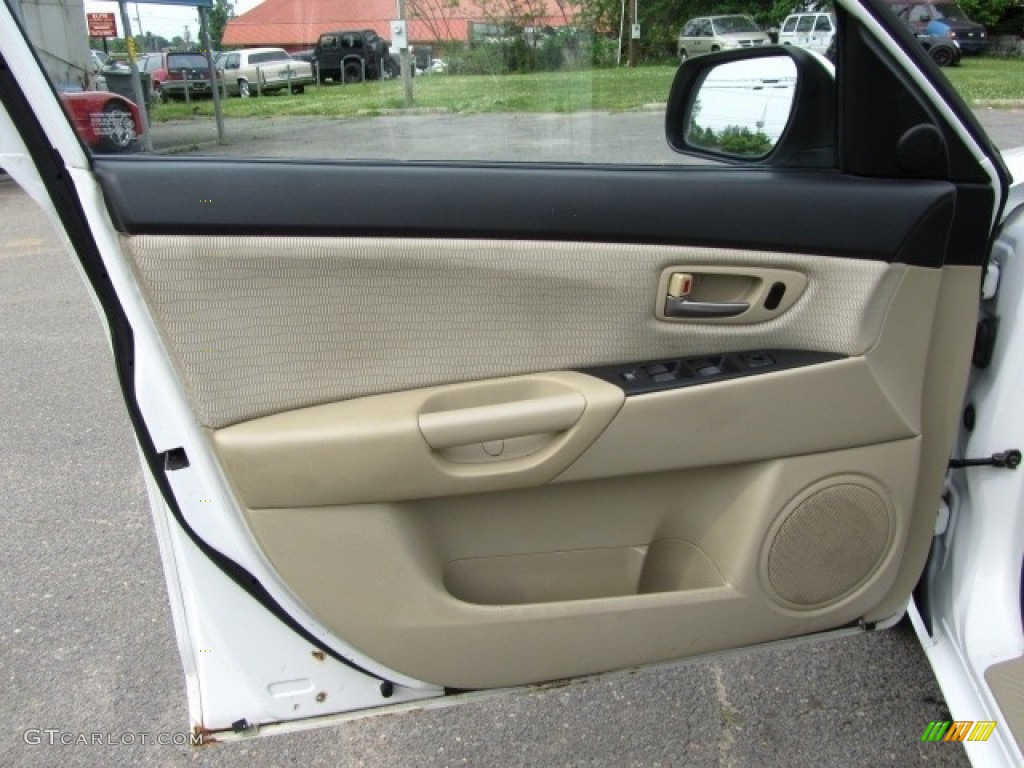 2007 MAZDA3 i Sport Sedan - Rally White / Beige photo #17