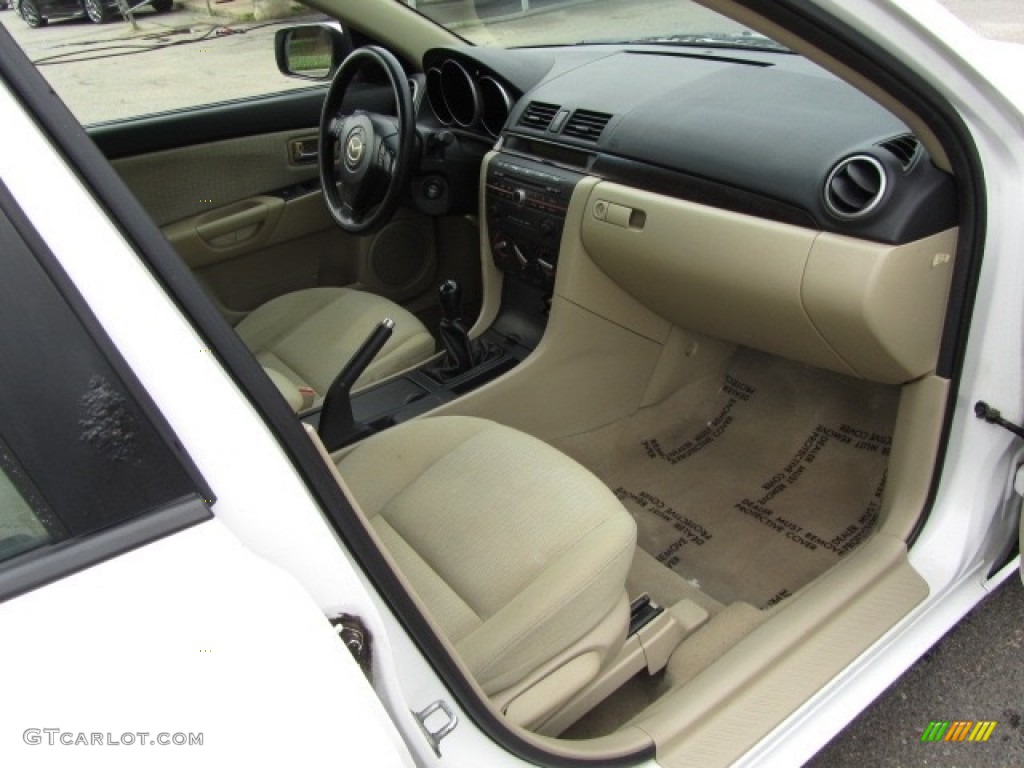 2007 MAZDA3 i Sport Sedan - Rally White / Beige photo #21