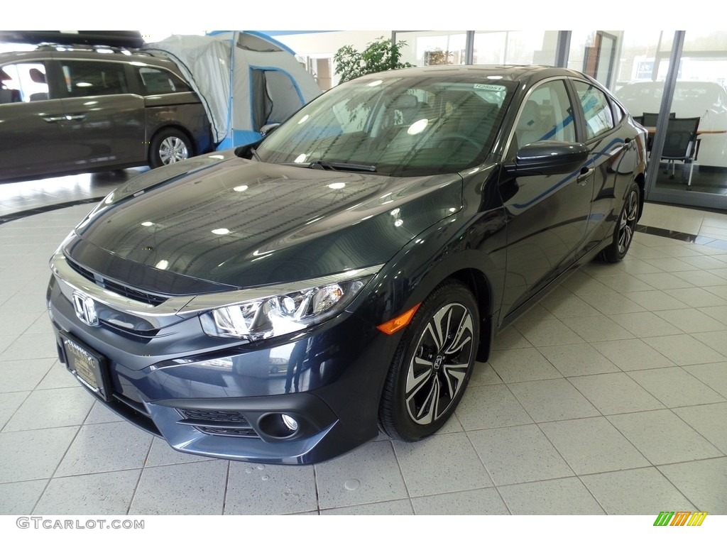 2018 Civic EX-L Sedan - Cosmic Blue Metallic / Gray photo #1