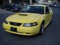 2002 Zinc Yellow Ford Mustang V6 Coupe  photo #3