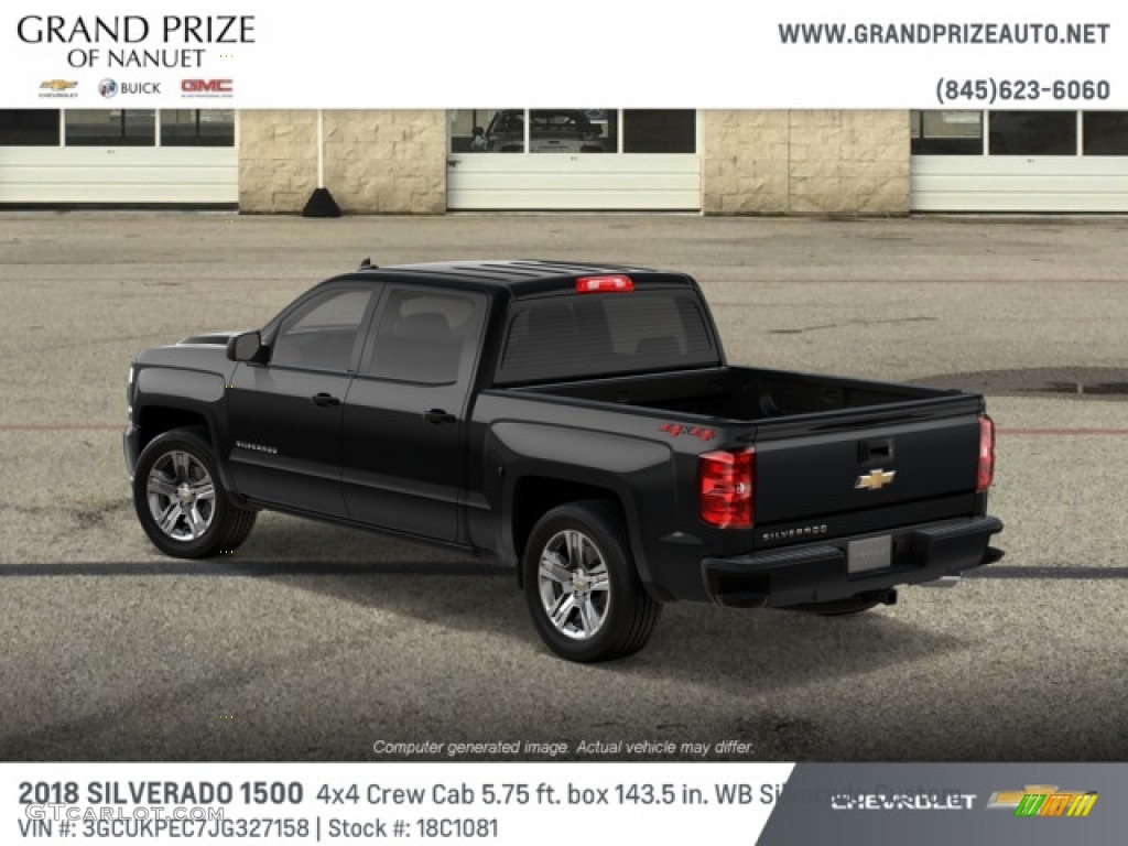 2018 Silverado 1500 Custom Crew Cab 4x4 - Black / Dark Ash/Jet Black photo #3