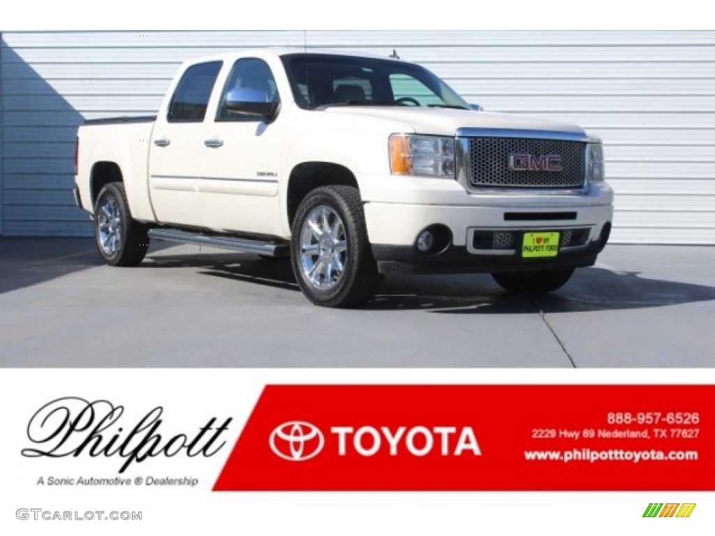 2013 Sierra 1500 Denali Crew Cab - White Diamond Tricoat / Cocoa/Light Cashmere photo #1