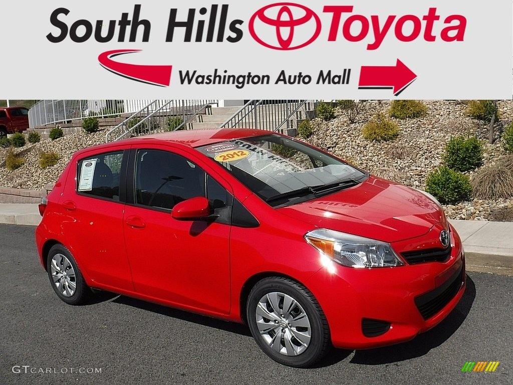 2012 Yaris LE 5 Door - Absolutely Red / Ash Gray photo #1