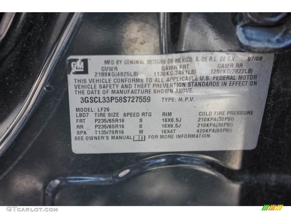 2008 VUE XE - Black Onyx / Gray photo #38
